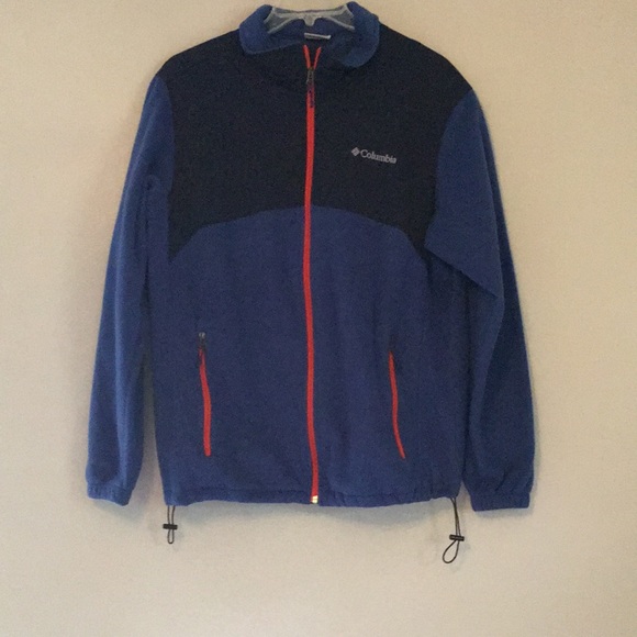 Columbia Sportswear Blue Full Zip Jacket Orange Trim Zip Pockets - Picture 2 of 10